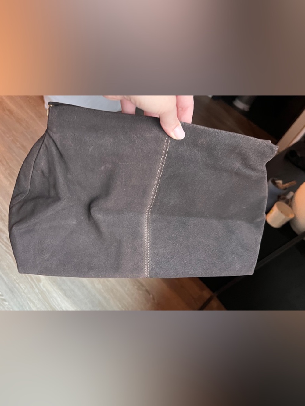 Flattered Clay Clutch Suede Chocolate